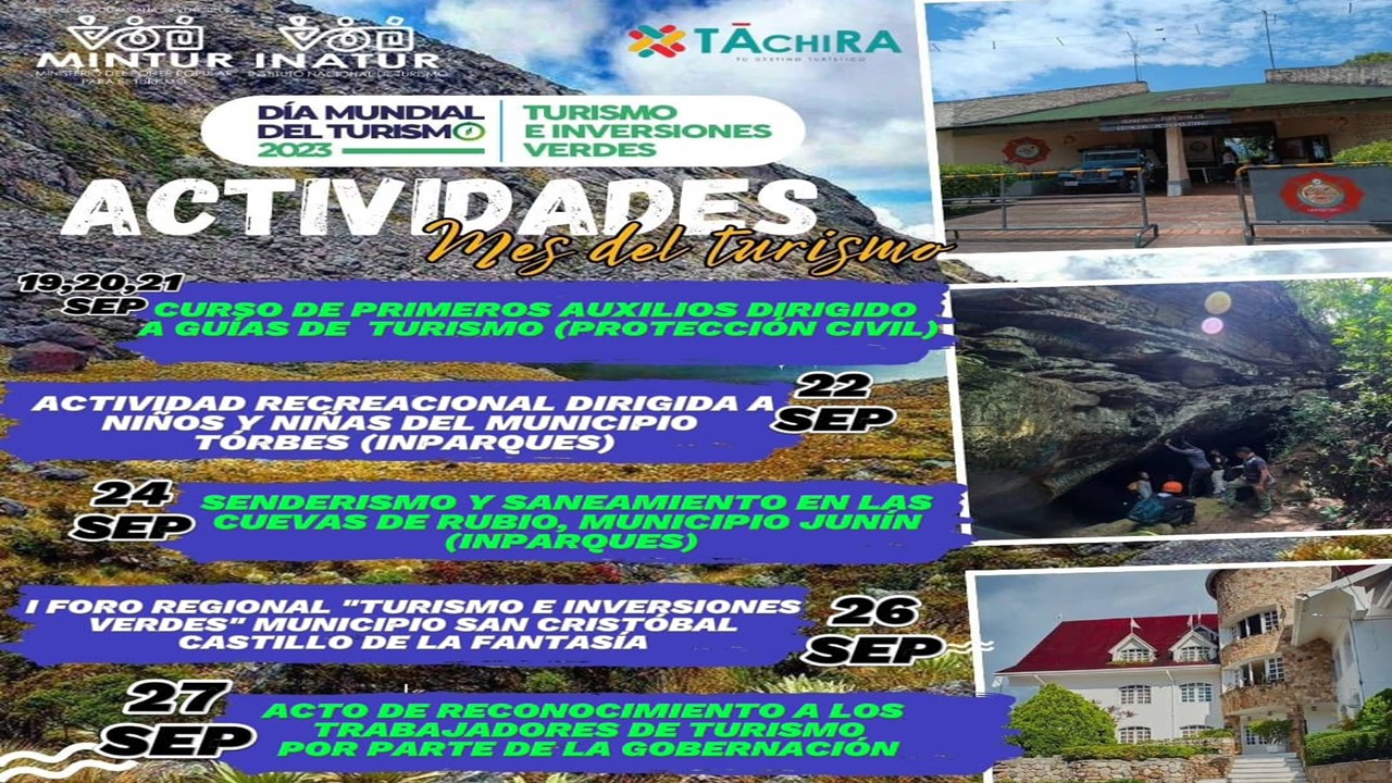 ACTIVIDADES PARA EL MES DEL TURISMO MINTUR-INATUR ESTADO TÁCHIRA, VENEZUELA.